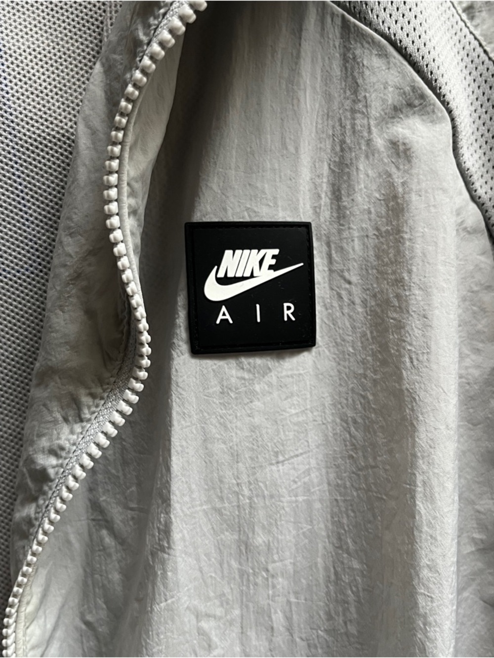 Nike Air Light Gray Hooded Mesh Windbreaker Jacket Sz L - No Zipper - Picture 4 of 8